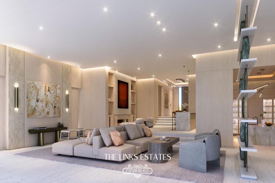 Rendering of The Links Estates at Fisher Island Residence 5 Living Room