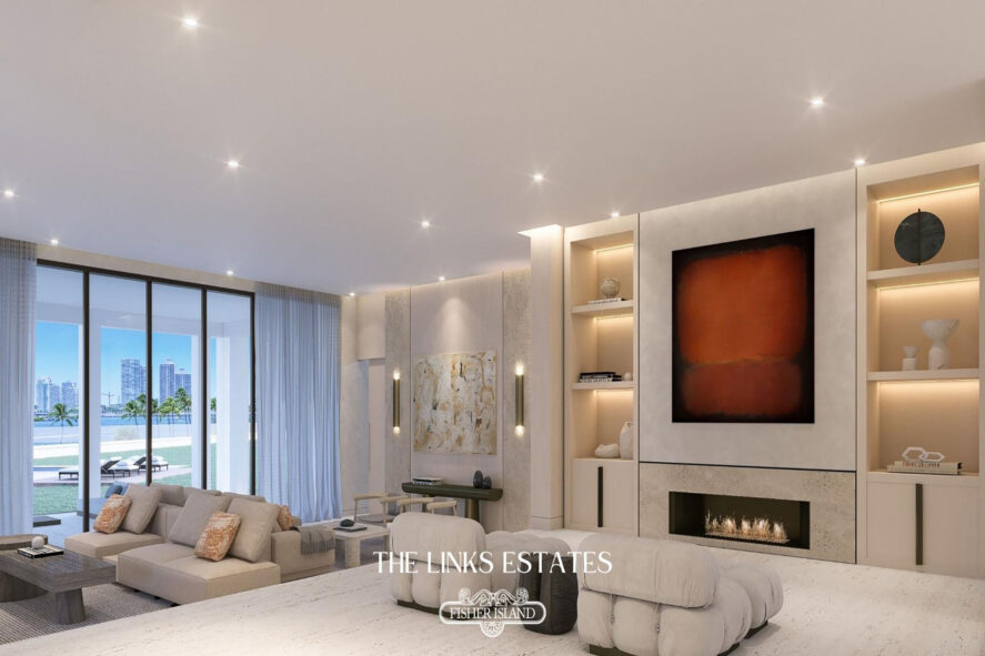 Rendering of The Links Estates at Fisher Island Residence 5 Living Room