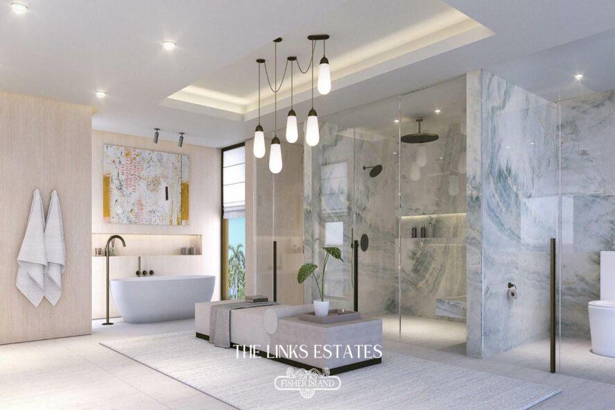 Rendering of The Links Estates at Fisher Island Residence 5 Primary Shower