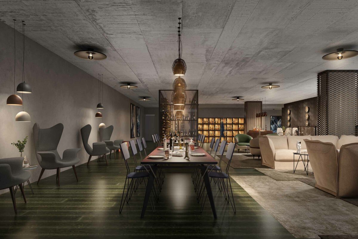 Rendering Of Diesel Condominiums Wynwood Wine Room Dining