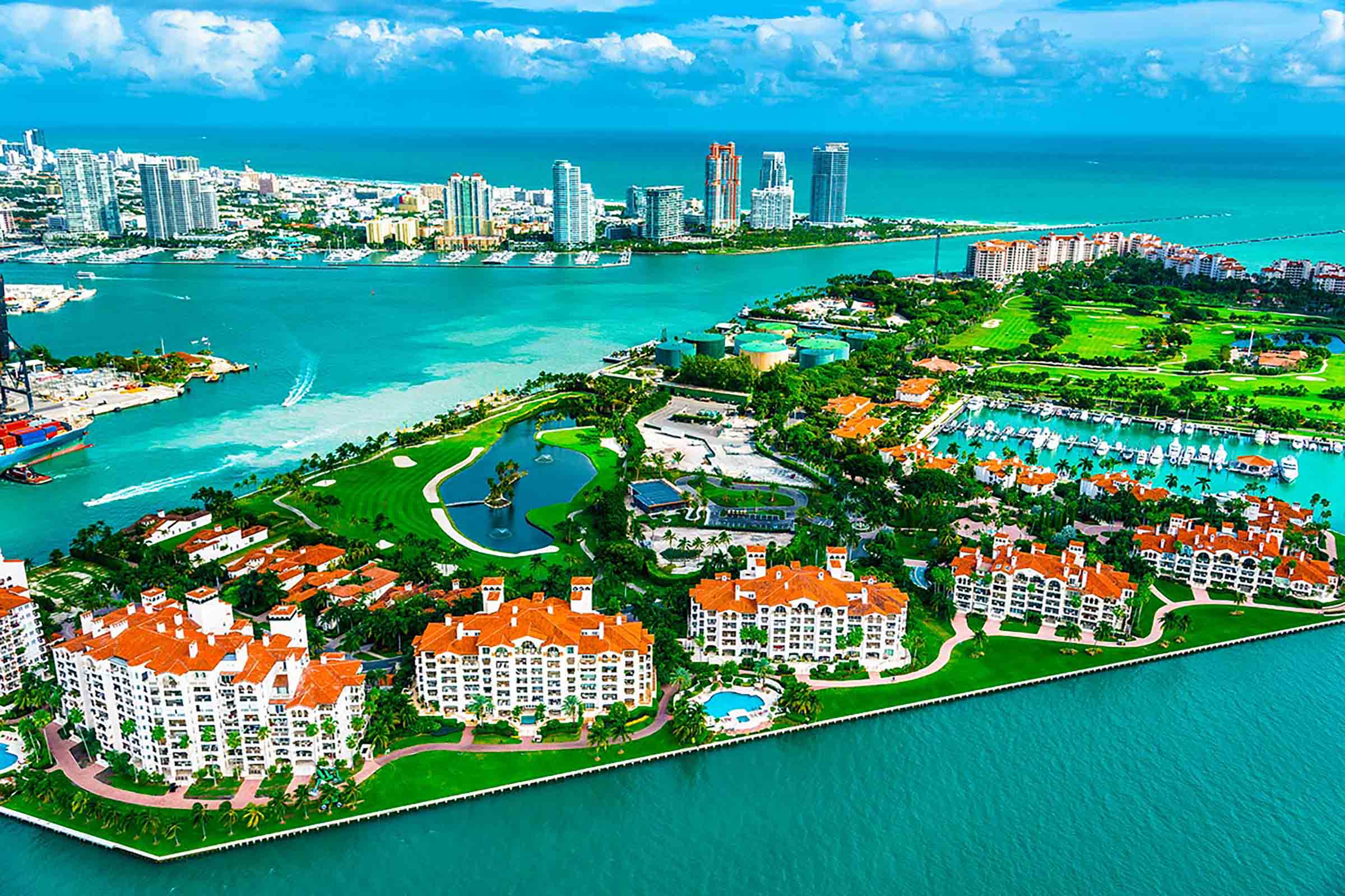 Miami Fisher Island Aerial View