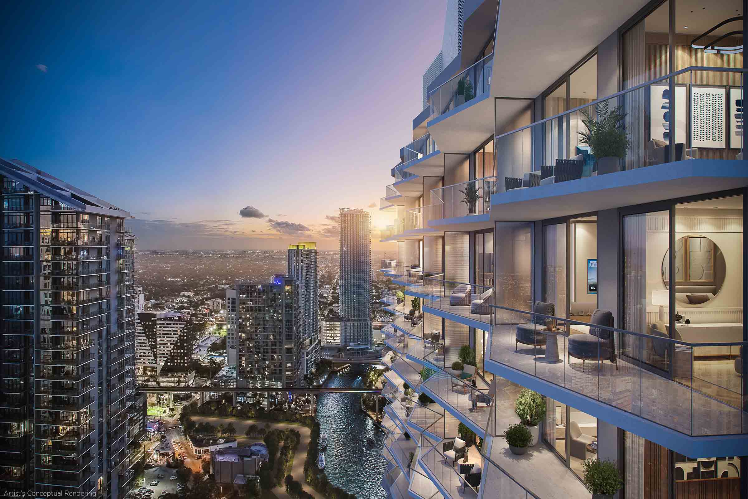 Rendering of Viceroy Brickell River Sunset View