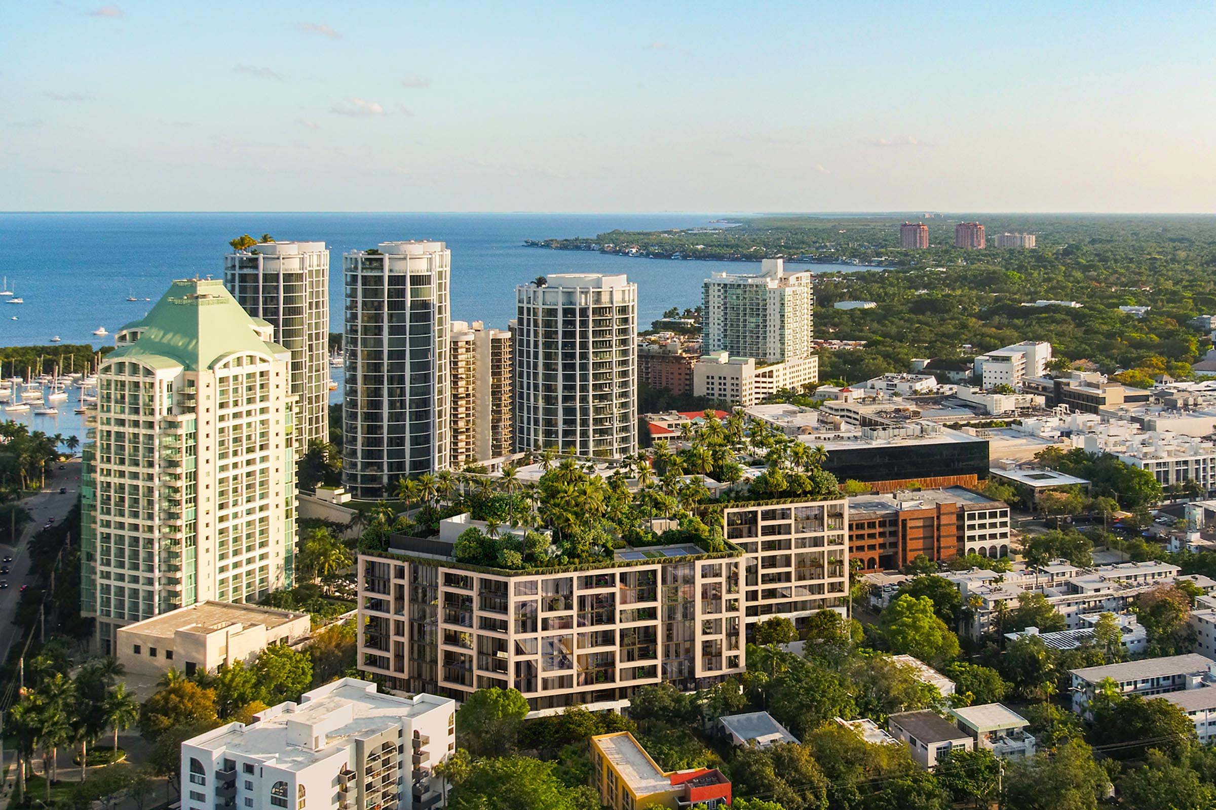 Rendering of THE WELL Coconut Grove Aerial View Skyline