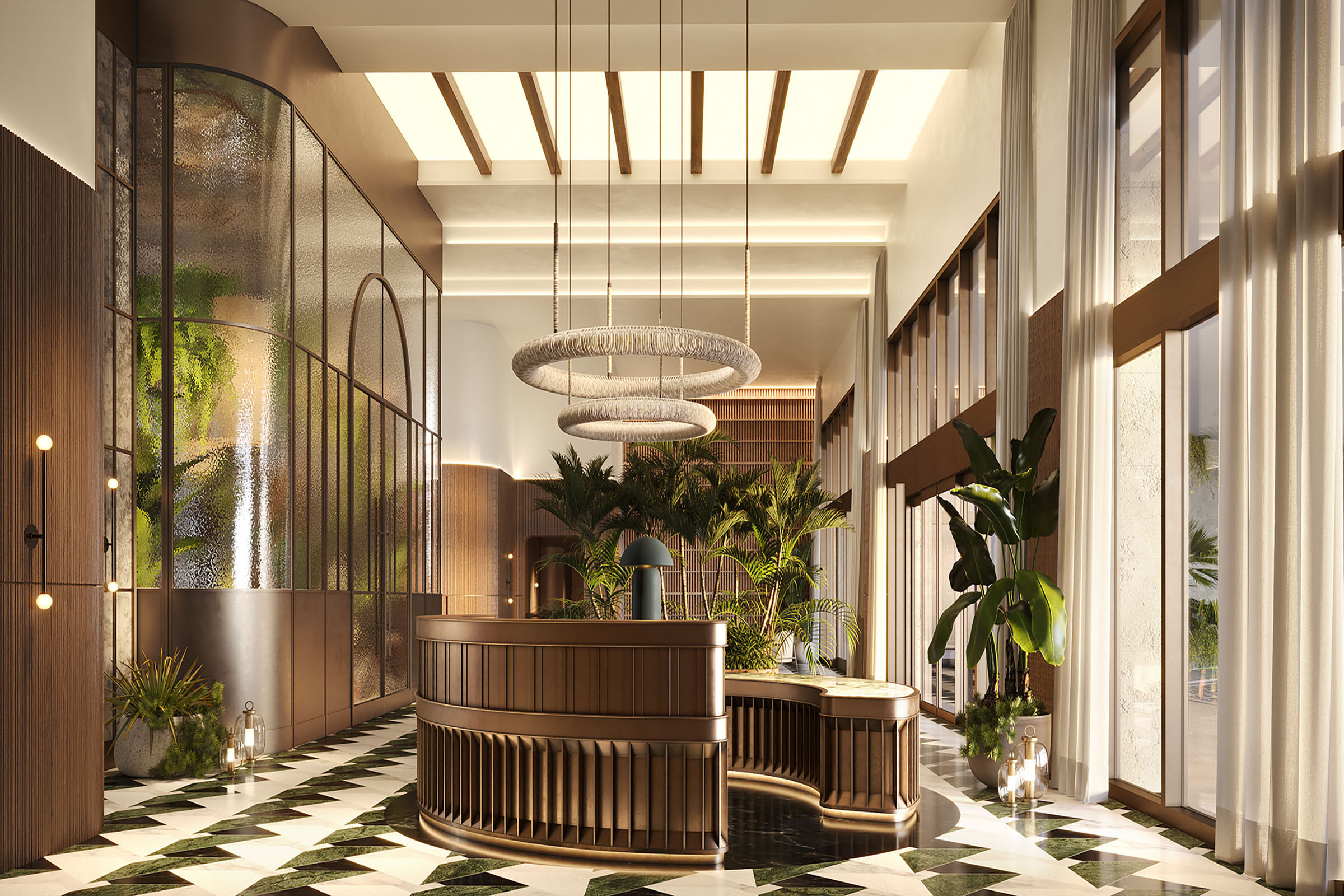 Rendering of THE WELL Coconut Grove Lobby Reception