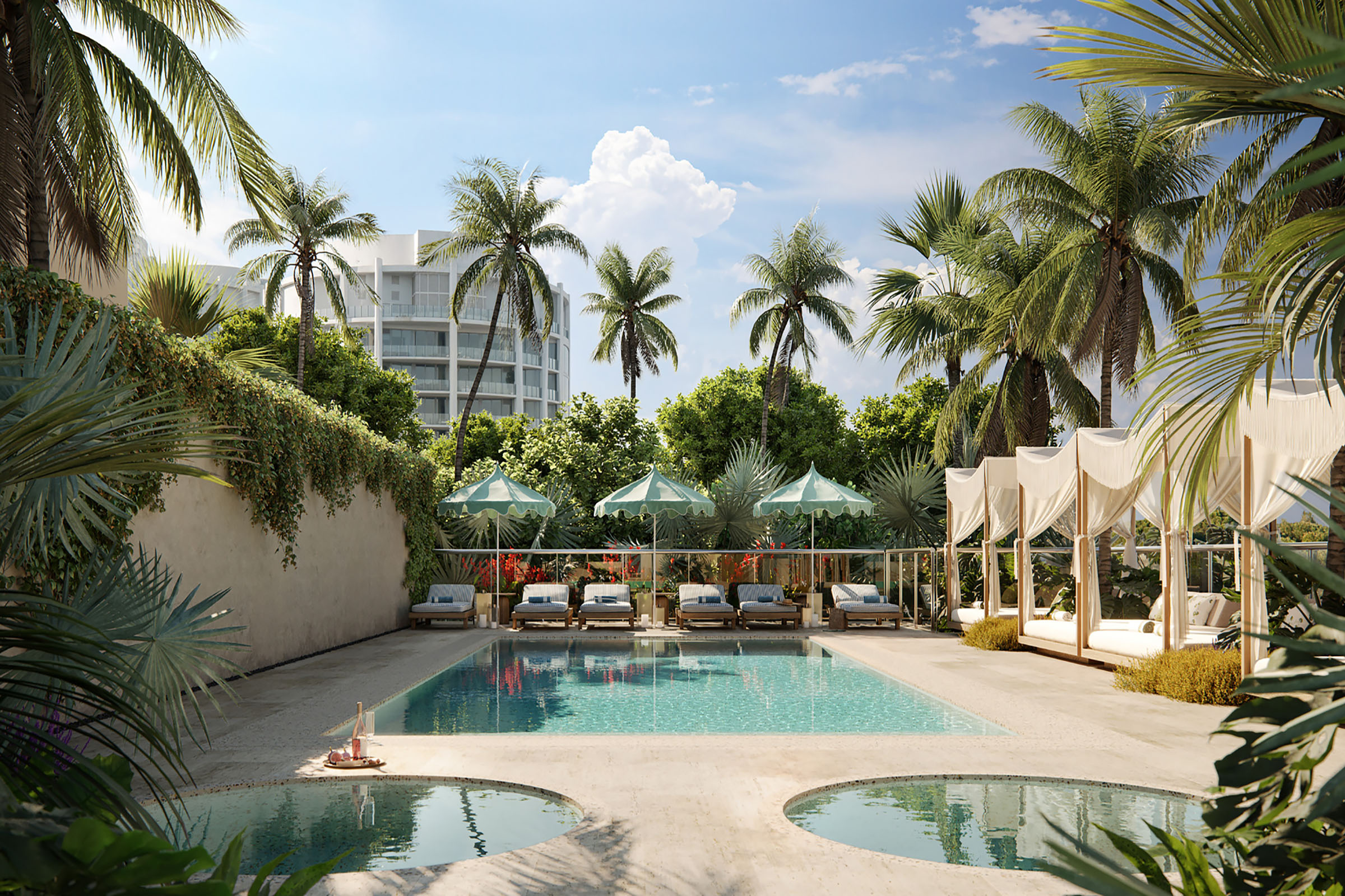 Rendering of THE WELL Coconut Grove Residents' Rooftop Pool, Col